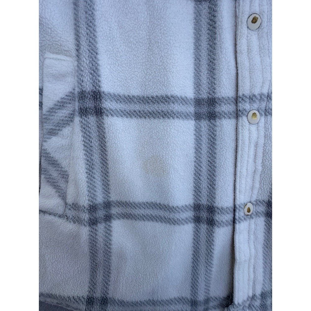 O'Neill Mens Cream Grey Plaid Fleece Shirt Jacket Shacket Size Medium - Picture 5 of 16